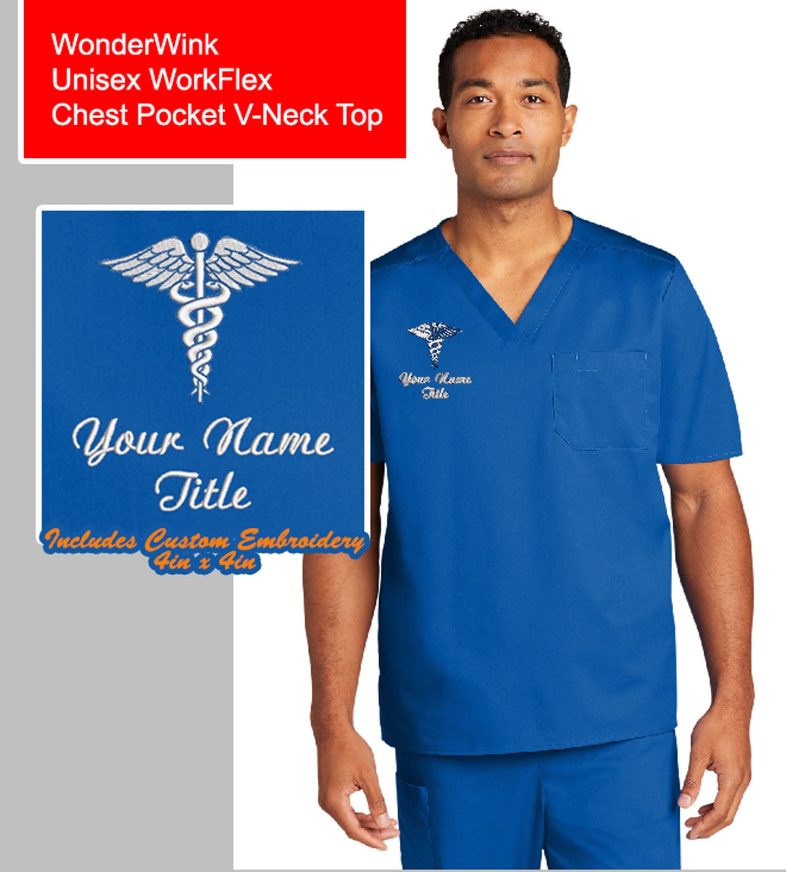 Custom Embroidered Unisex Vneck Scrub Top Medical Uniform Etsy