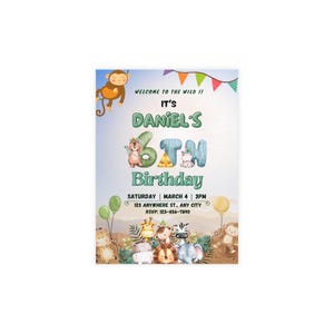 Paquetes de postales, paquete de invitaciones de cumpleaños con temática de jungla, sobres incluidos, suministros para fiestas, papelería para eventos, tarjetas de celebración de safari,