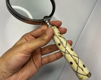 Antique Brass 10X Magnifier – Vintage Handheld Reading Glass 