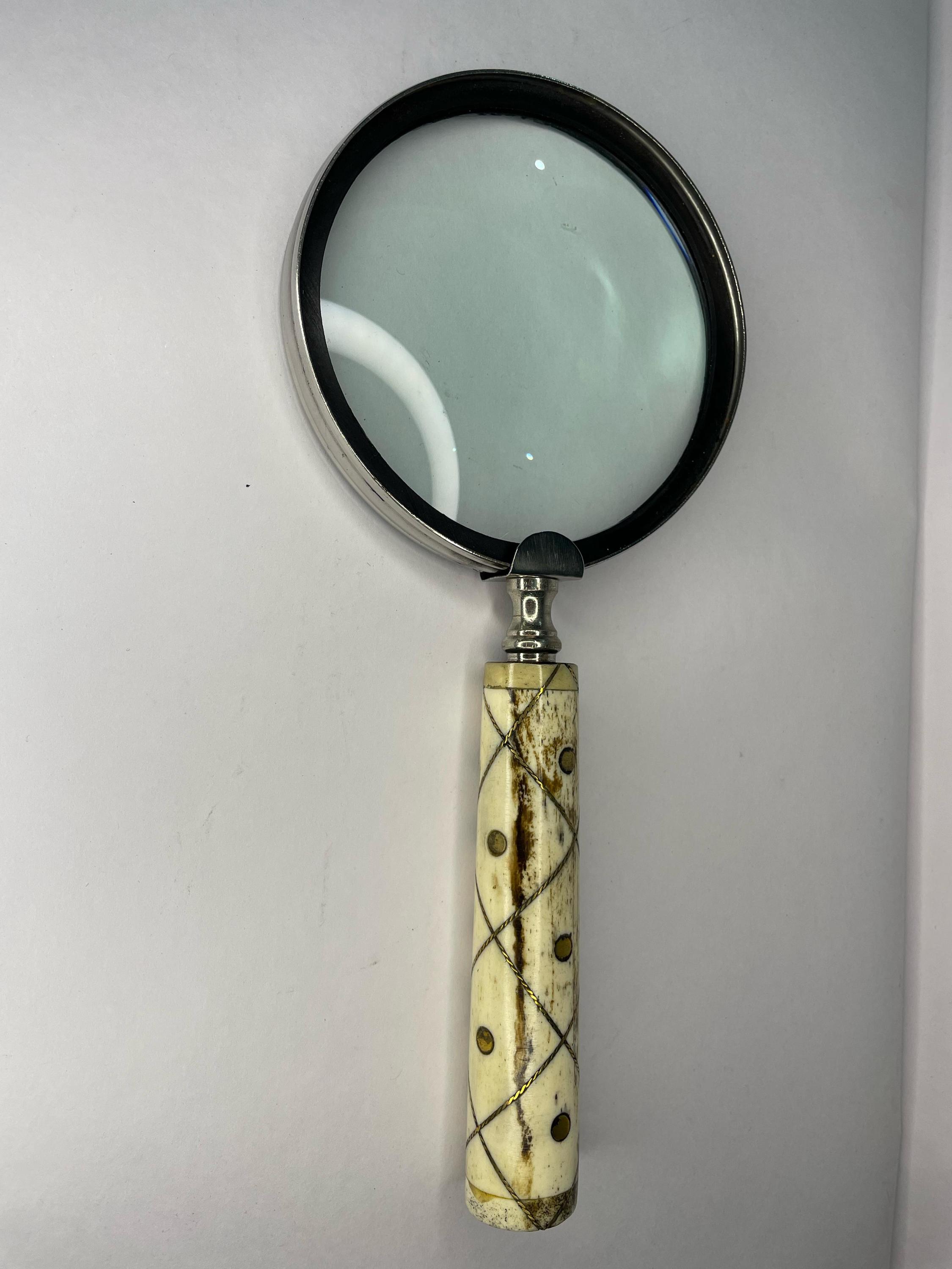 Antique Brass Folding Magnifier 10X Magnification Vintage Retro Style Reading Antique Brass Pocket Monocle Magnifier with Leather Case  main image 2