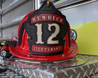 Custom Firefighter Leather Helmet Shield