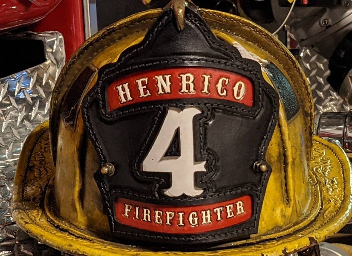 Firefighter Leather Helmet Shield Etsy