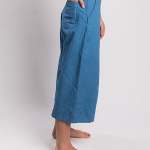 High Waisted Hand Dyed Cotton-Linen Wide Leg Culottes image 3