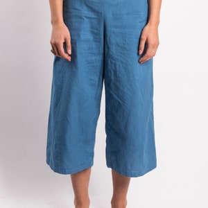 High Waisted Hand Dyed Cotton-Linen Wide Leg Culottes image 2