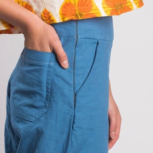 High Waisted Hand Dyed Cotton-Linen Wide Leg Culottes image 4