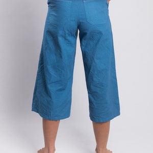 High Waisted Hand Dyed Cotton-Linen Wide Leg Culottes image 5