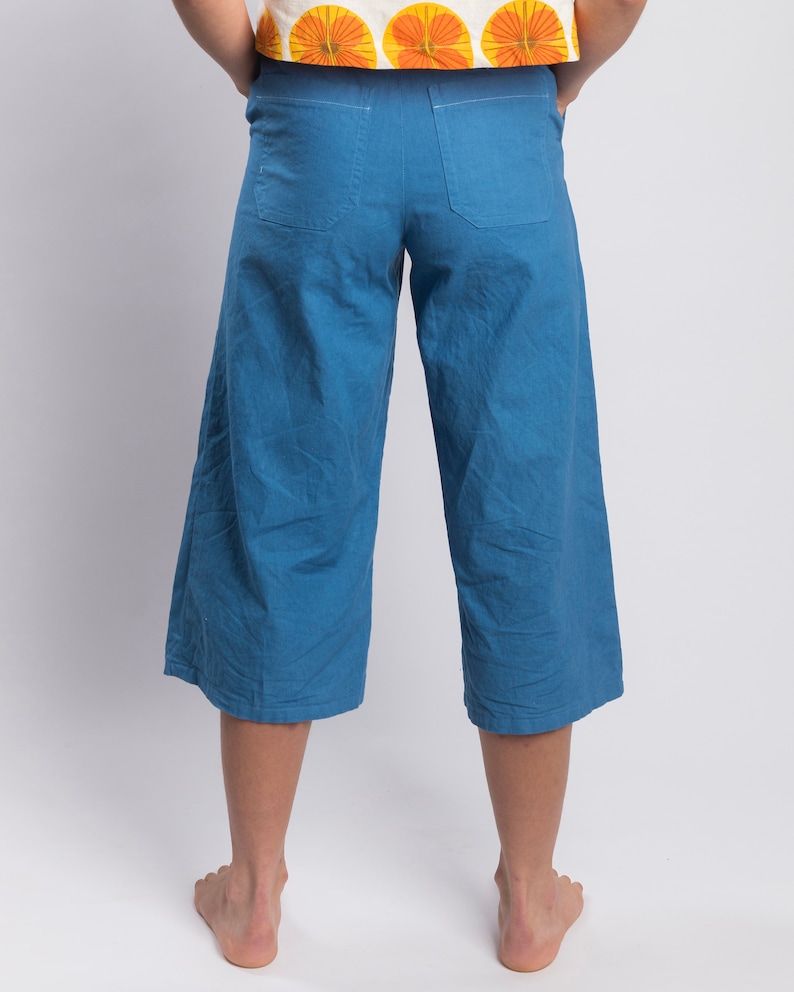 High Waisted Hand Dyed Cotton-Linen Wide Leg Culottes image 5