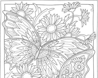 Butterfly Color Page | Etsy