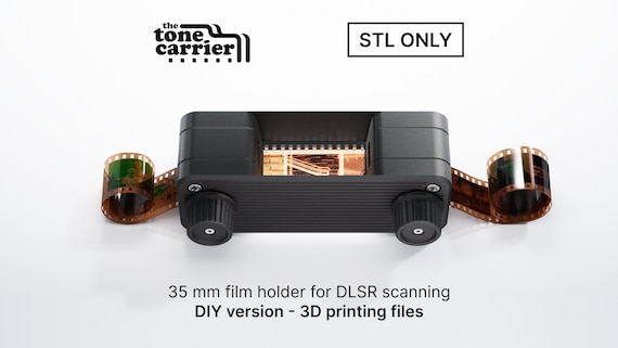 Porte-film toneCarrier 35 mm pour la numérisation d'un reflex numérique.  Gardez le film droit et sécurisé, numérisez les trous d'entraînement, X-Pan  et demi-cadre en toute simplicité STL uniquement -  France