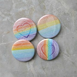 4 Small PRIDE Flag Rainbow Pinback Buttons!