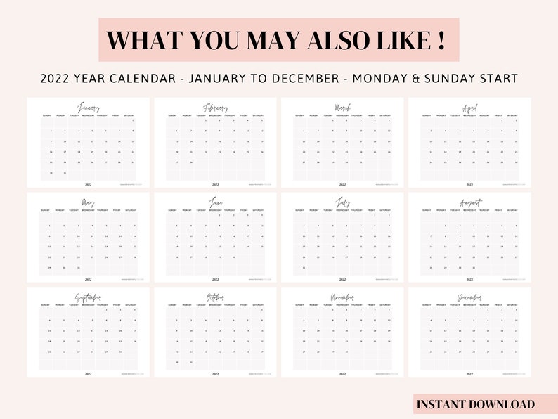 Blank Monthly Calendar Landscape Desk Calendar Printable - Etsy