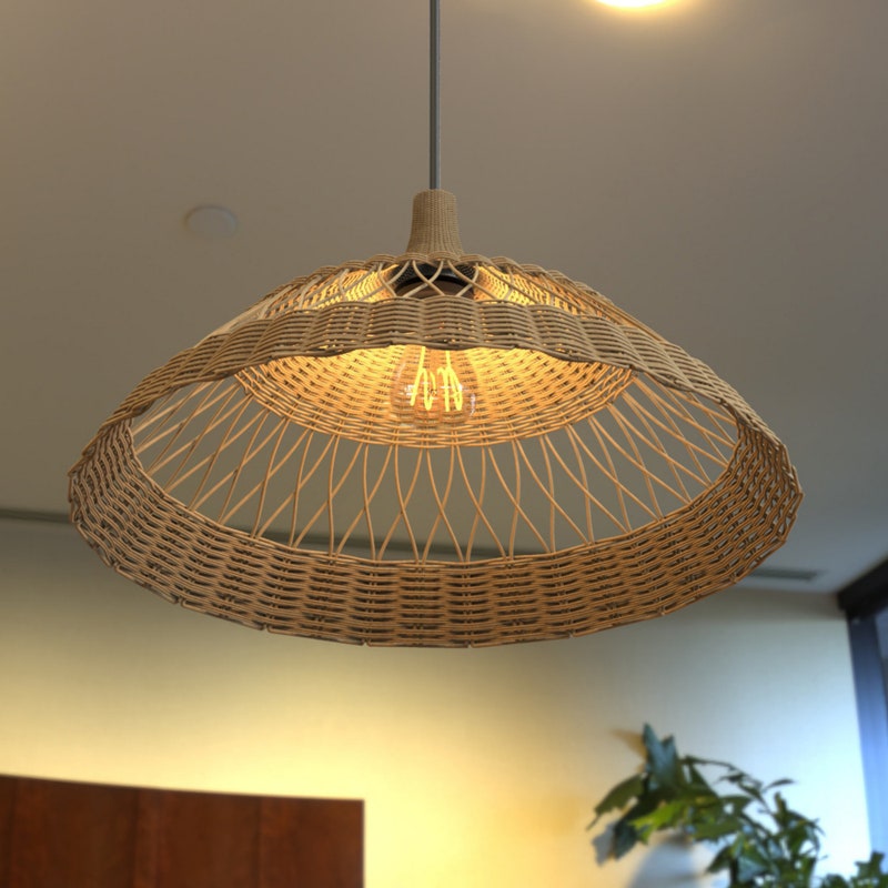 Wicker Willow Rattan Lantern Pendant 