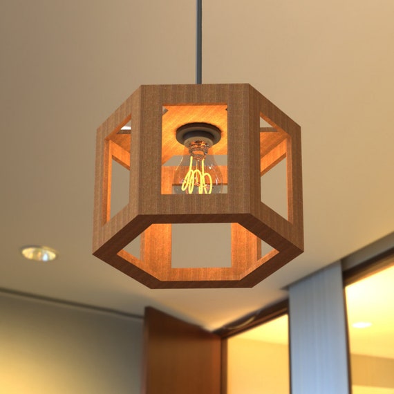 Hexagon Lantern Wooden Hanging Design 