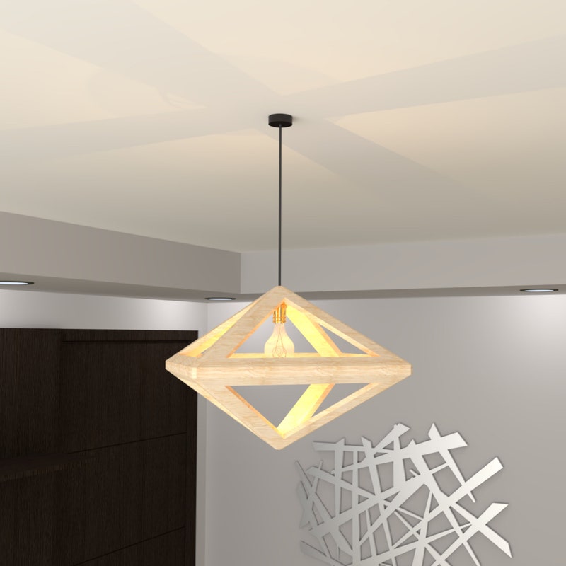 Pyramid Wooden Hanging Lampshade Ceiling Lights Wood Chandelier Rustic New Home Lodge Decor Scandinavian Odista Com Wood Chandelier Wooden Rustic Lampshade, Hanging A Lampshade From Ceiling