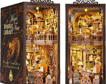 DIY Wunderbibliothek Magie Zeit Buchecke Kit, DIY Puppenhaus Buchecke Bücherregal Insert Decor Alley Buchecke Kits für Erwachsene, Buchstützen Modell