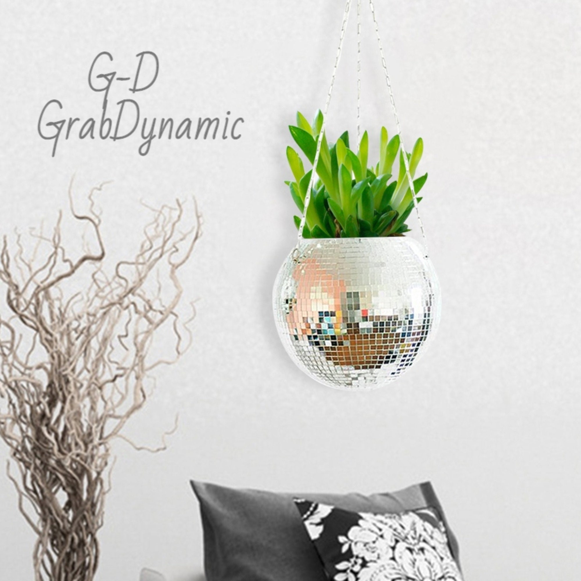 Decor Mirror Ball Plant Pot Disco Ball Planter Hanging or Etsy