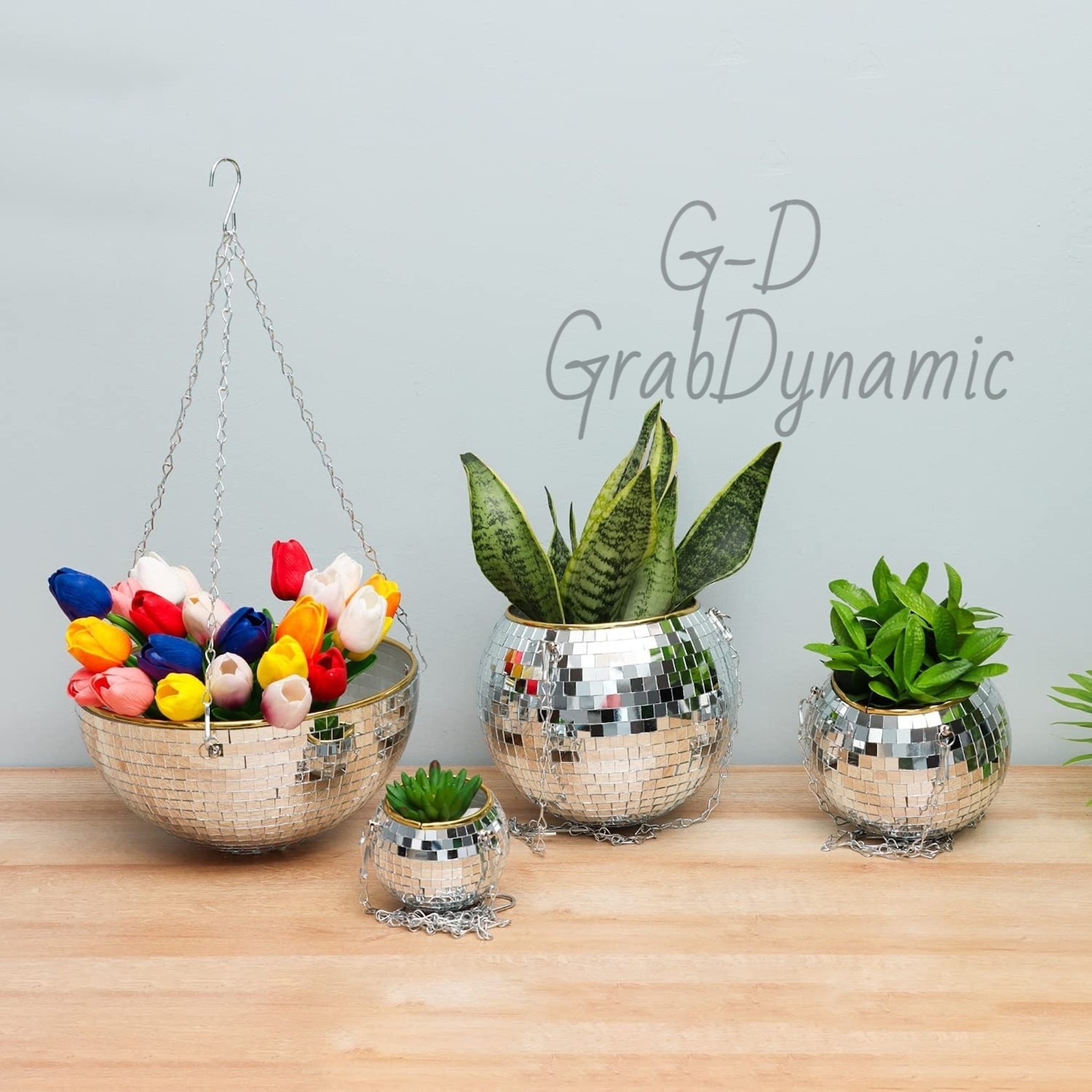 Decor Mirror Ball Plant Pot Disco Ball Planter Hanging or Etsy