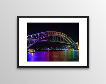 Rainbow Bridge / Sydney Harbour Bridge / Australia / Night / Cityscape / View / Sydney / Opera House / Landscape / Colourful / Vibrant