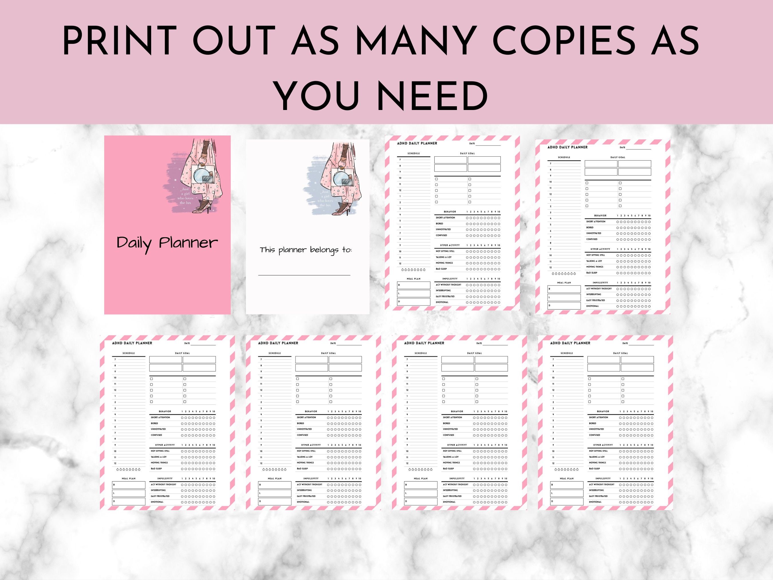 ADHD Daily Planner Printable, Adhd Digital Planner, Adhd Printable ...