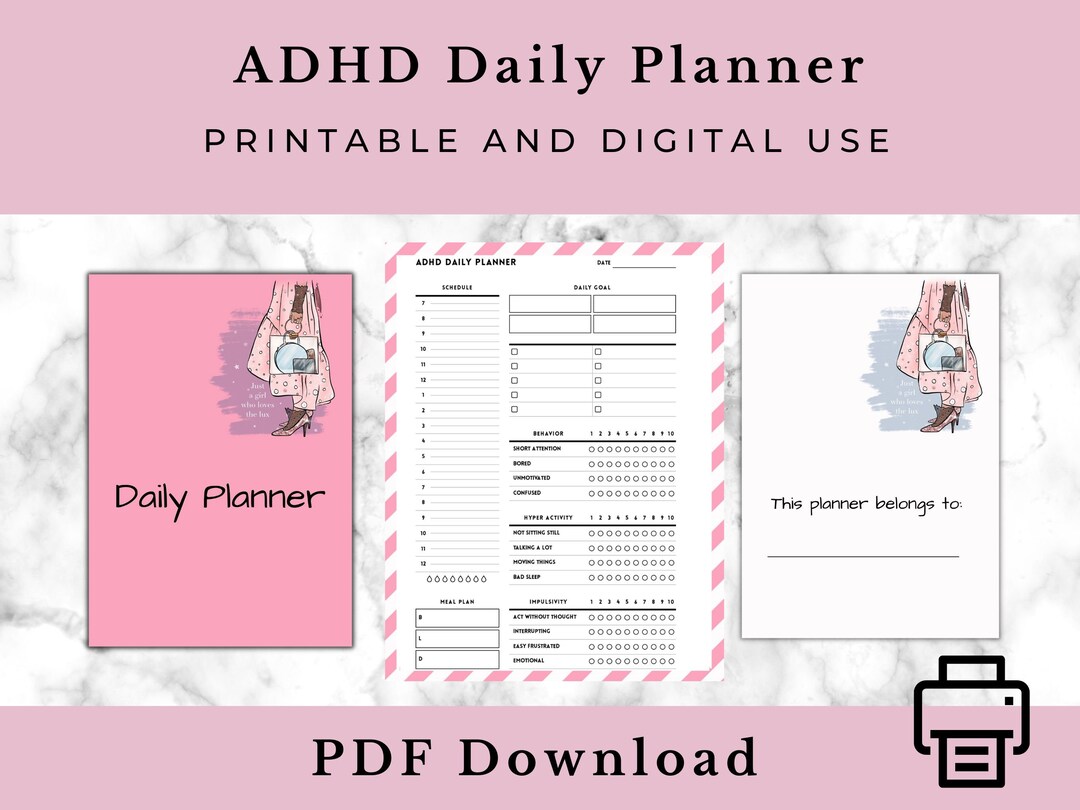 ADHD Daily Planner Printable, Adhd Digital Planner, Adhd Printable ...