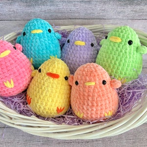 Chubby chick, colorful Easter chick, baby chicken, crocheted chick plushie