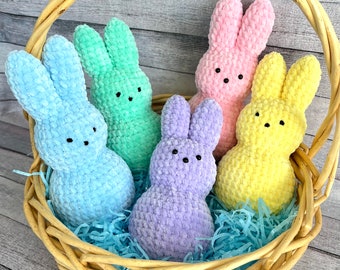 Crocheted Peep Bunny: Handmade Easter Basket Plushie
