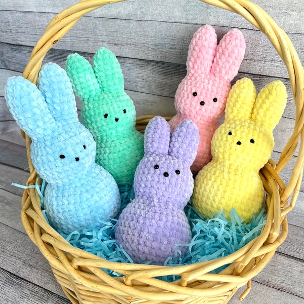 Made to order! Peep bunny, crocheted Easter bunnies, Easter bunny, peep, plushie stuffers, physical item, finished item