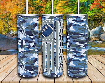 Football - Cowboys Flag Tumbler Wrap: 20oz Skinny PNG (Digital Download)