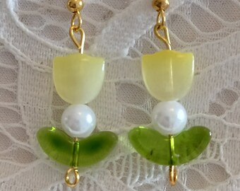 Yellow tulip earrings