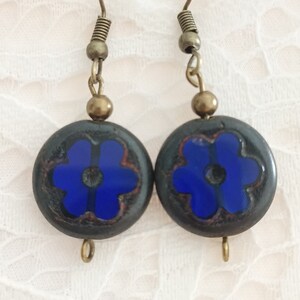 Blue flower earrings