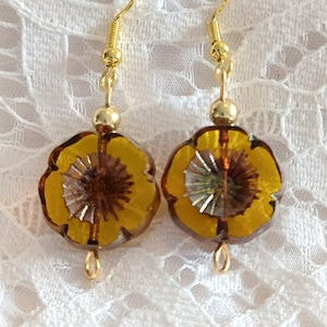 Yellow flower earrings