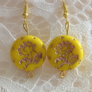 Golden yellow flower earrings