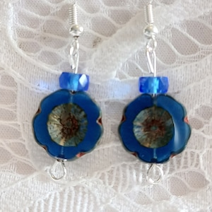 Blue flower earrings