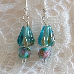 Blue flower earrings