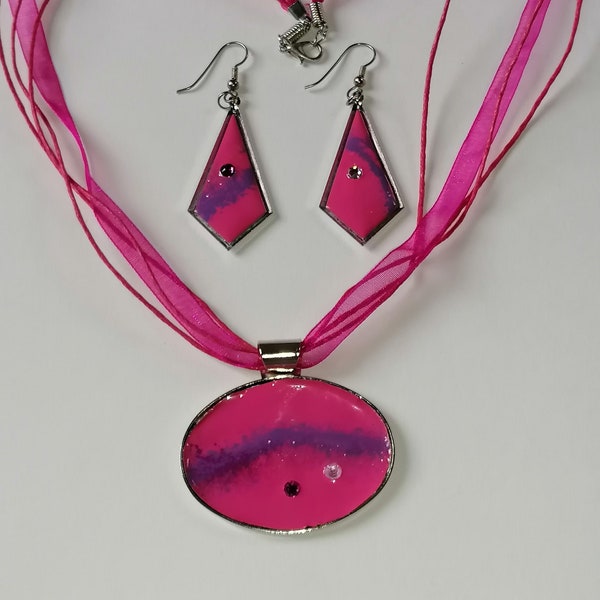 Parure fuchsia violet Swarovski