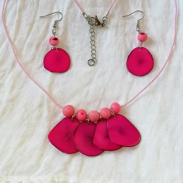 Parure Tagua rose