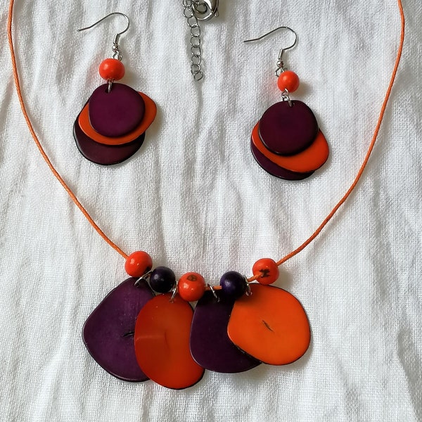 Parure Tagua violet orange