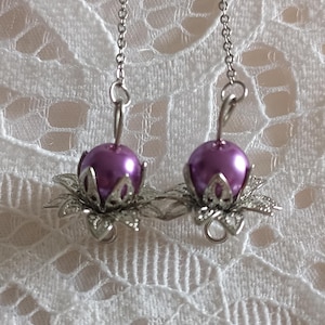 Boucles d'oreilles fleurs violettes