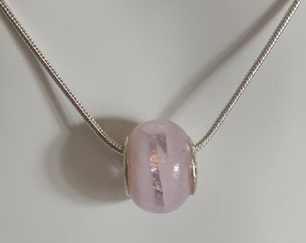 Silver pink Murano bead necklace