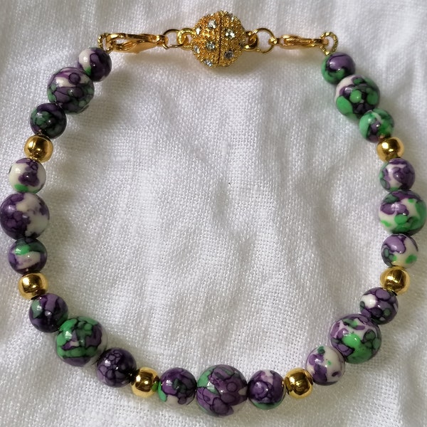 Bracelet Jade mauve vert