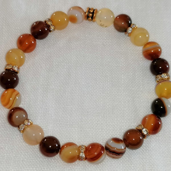 Bracelet Agate marron doré