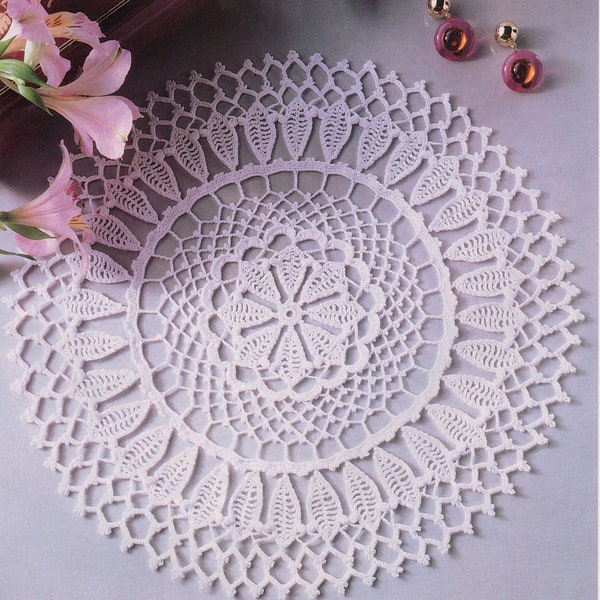 Florence - Motif de napperon au crochet de beaux-arts. 12-1/4" de diamètre. Téléchargement PDF.