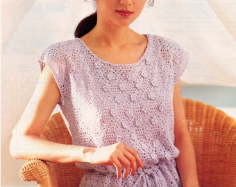 Peplum Slipon - Fashion Crochet Pattern.  Size Medium/Large (38/40" bust) - Length 21-1/4".  PDF Download.