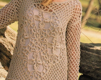 Openwork Tunic - Summer Tops Pattern.  Petite 34" - (Small 36" - Medium 38", Large 40").  PDF Download.