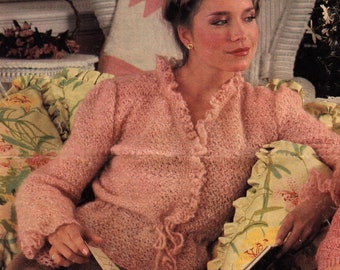 Ruffled Peplumed Sweater - Ruffled Sweaters Pattern.  Size 8 - (10, 12 and 14).  PDF Download.