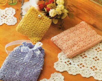 Pretty Purses and Mats - Patchwork Crochet Pattern.  3 Mini Purses and 2 Mats.  PDF Download.