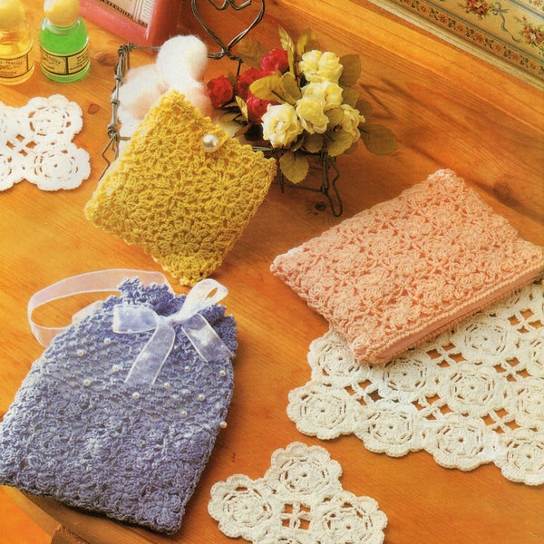 Pretty Purses and Mats - Patchwork Crochet Pattern.  3 Mini Purses and 2 Mats.  PDF Download.