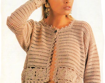 Floral Bolero - Fashion Crochet Pattern.  Bust, 38" - 40" - Length 16".  PDF Download.