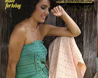 Strapless Top - Filet Crochet Made For Today Pattern.  Size 8 - 10, Size (12 - 14).  PDF Download.