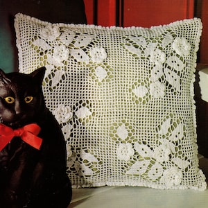Cherry Blossoms - Irish Crochet Pillow Pattern.  12-1/4&quot; Square.  PDF Download.